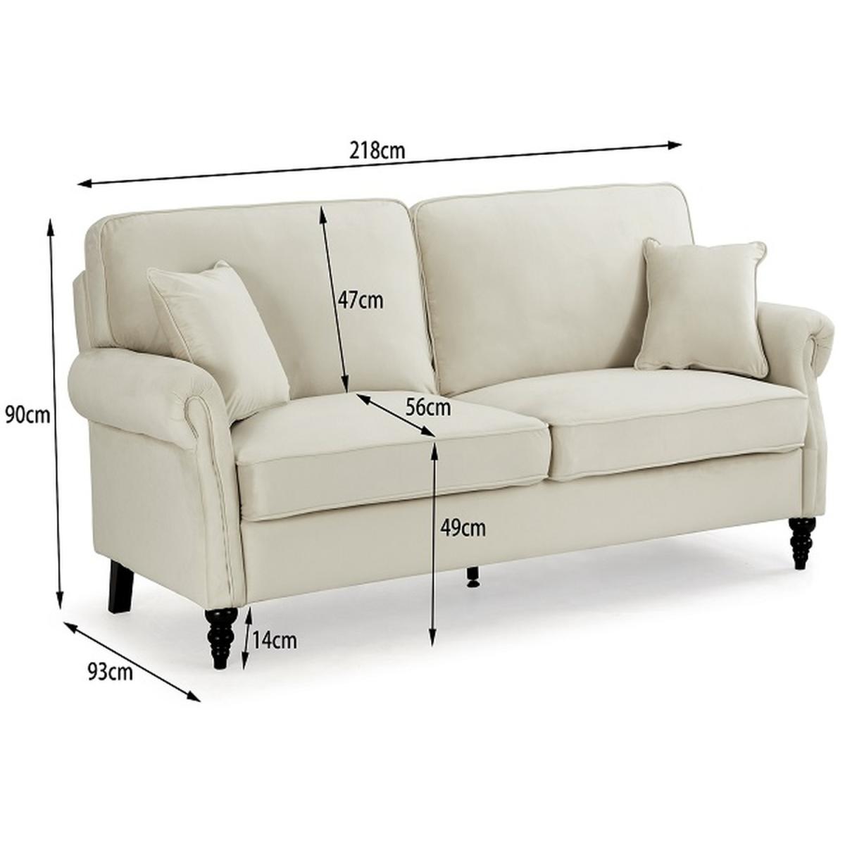Reggie 3 Seater Sofa Bed Velvet Fabric With Matching Cushions - Cream Velvet – image 5