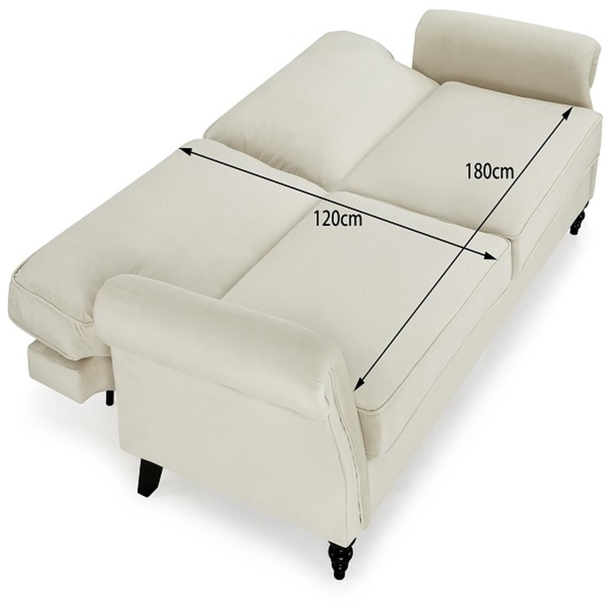 Reggie 3 Seater Sofa Bed Velvet Fabric With Matching Cushions - Cream Velvet – image 6