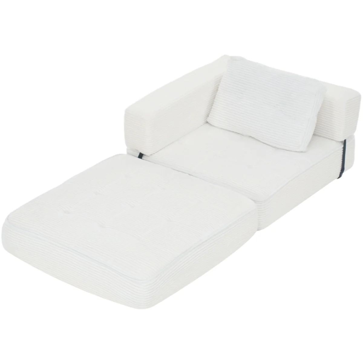 Fold-Out Sofa Bed with Pillow - White - White – image 3