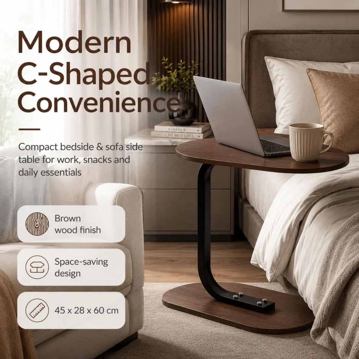 Side Table for Sofa Bed Small Snack Coffee Table - White – image 6