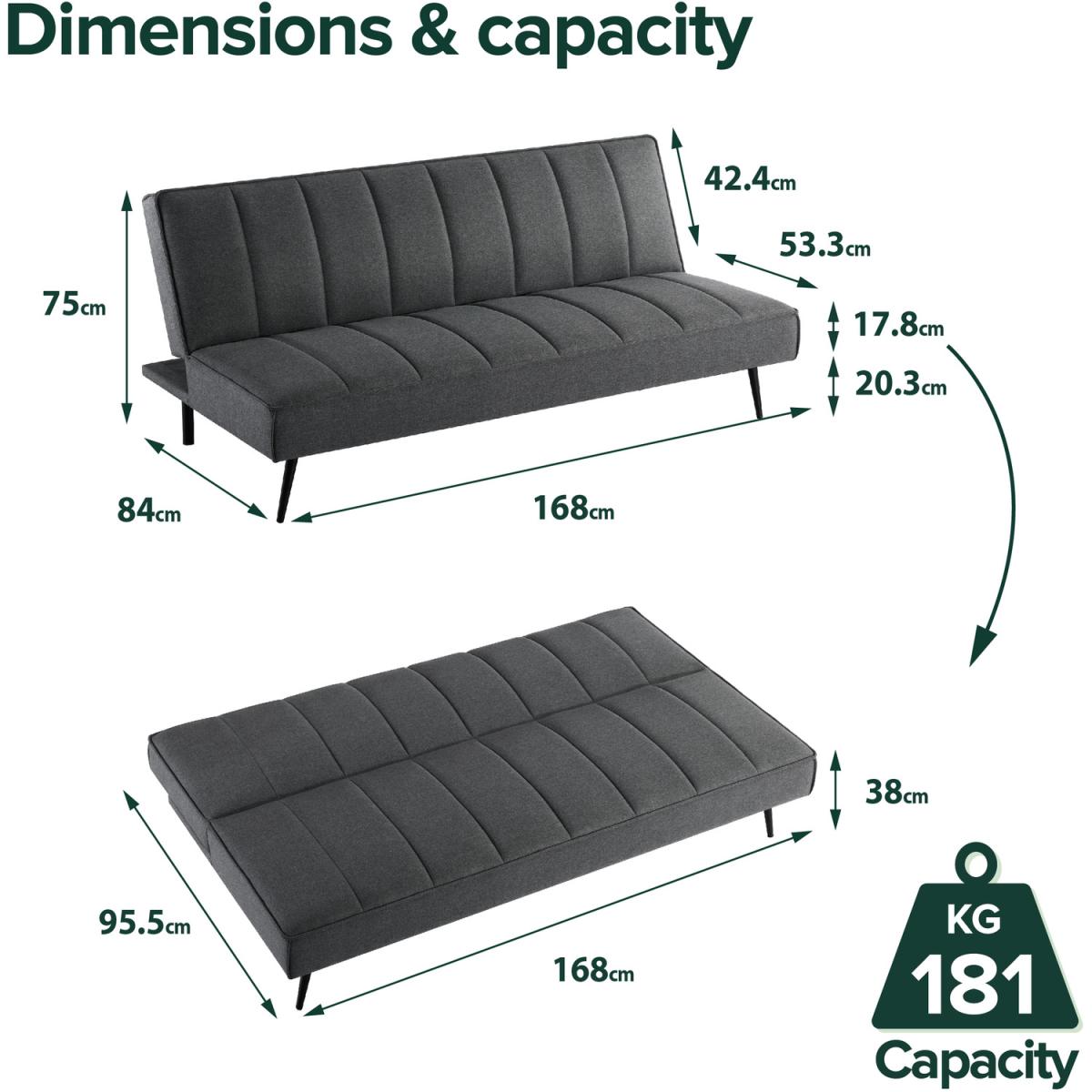 Quinn Clic Clac Sofa Bed - Dark Grey – image 6