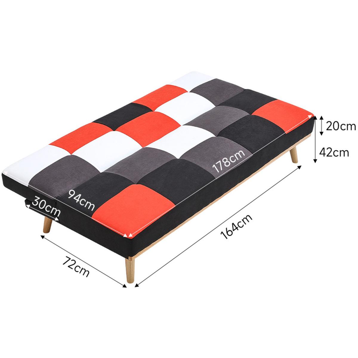3-Seater Multicolour Checkered Sofa Bed - As picture shown – image 3
