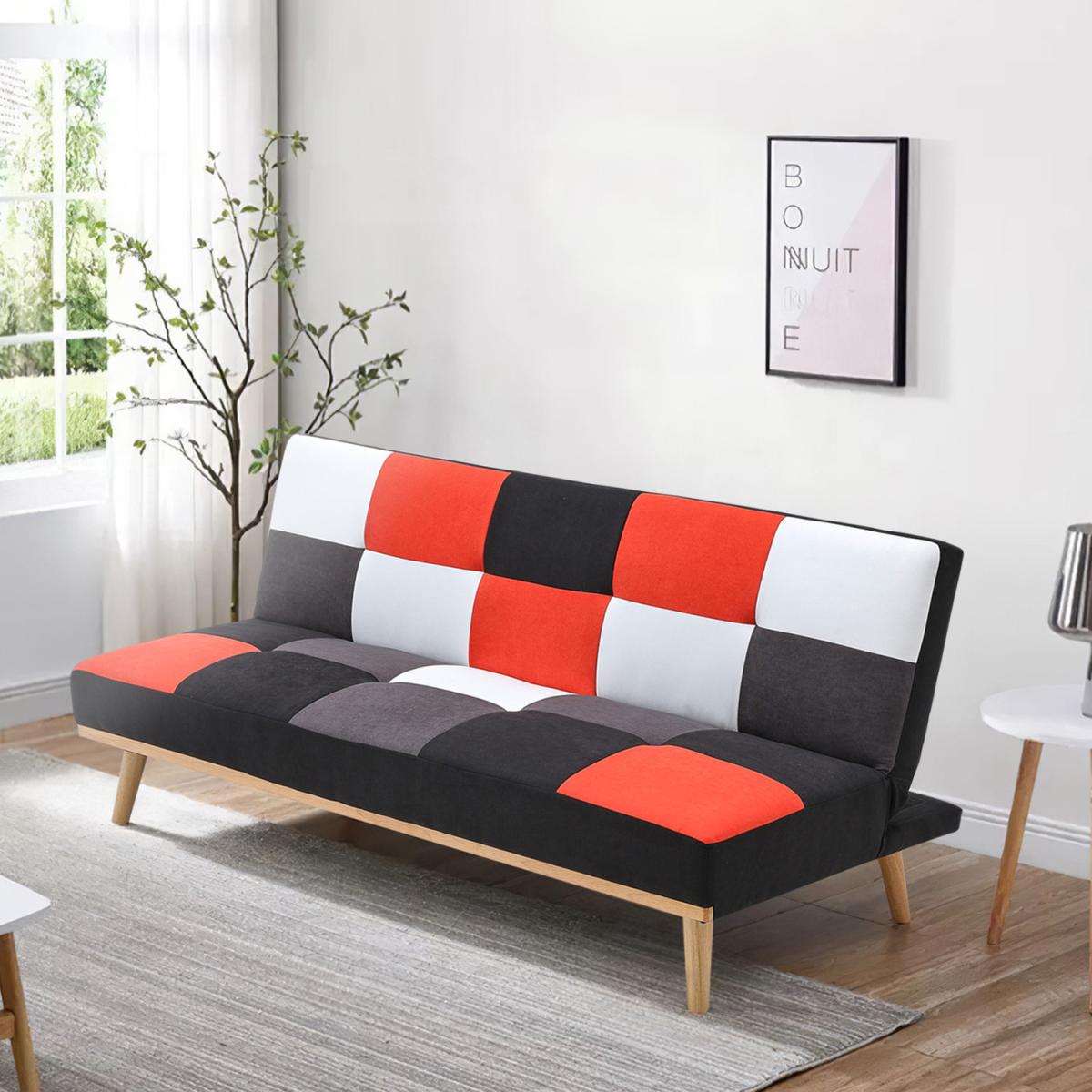 3-Seater Multicolour Checkered Sofa Bed - As picture shown – image 4