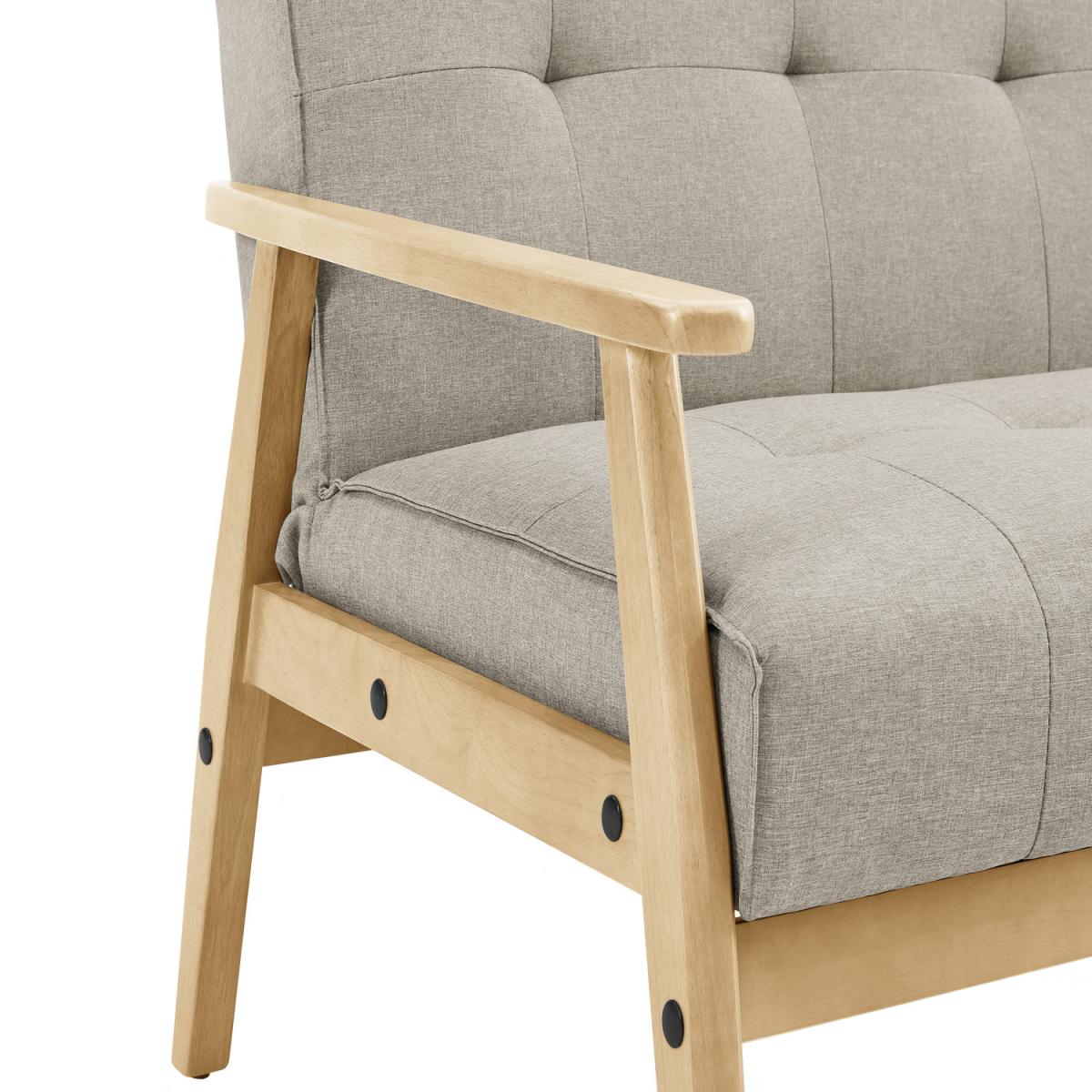 Lloyd 3 Seater Sofa Bed Fabric With Wooden Frame Scandinavia - Cream – image 2