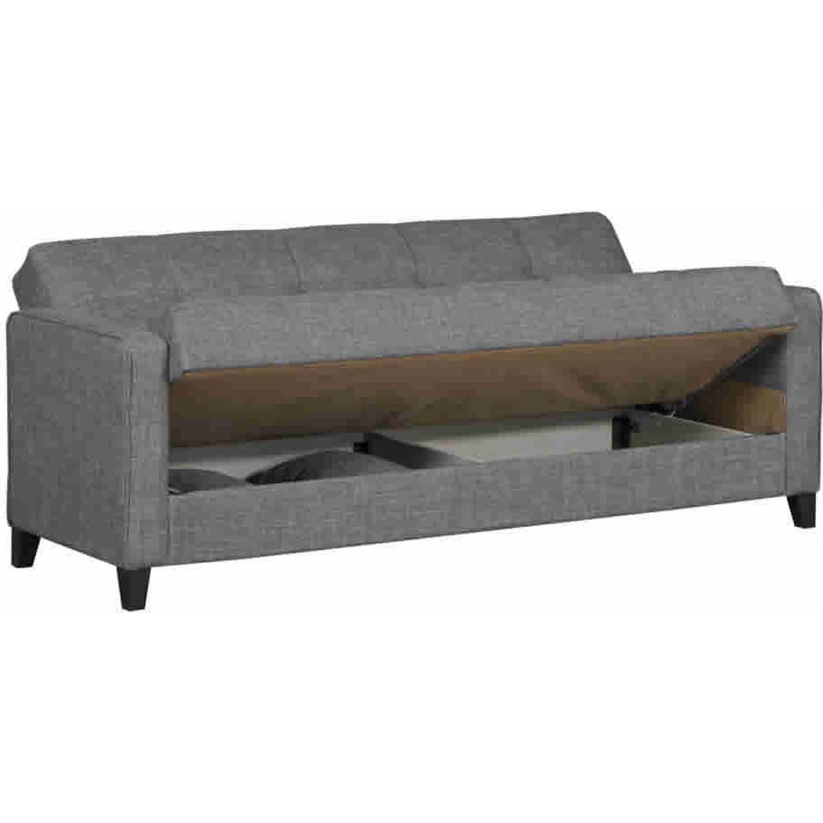Kanz Linen Sofa Bed 3 Seater with Storage - Grey – image 2