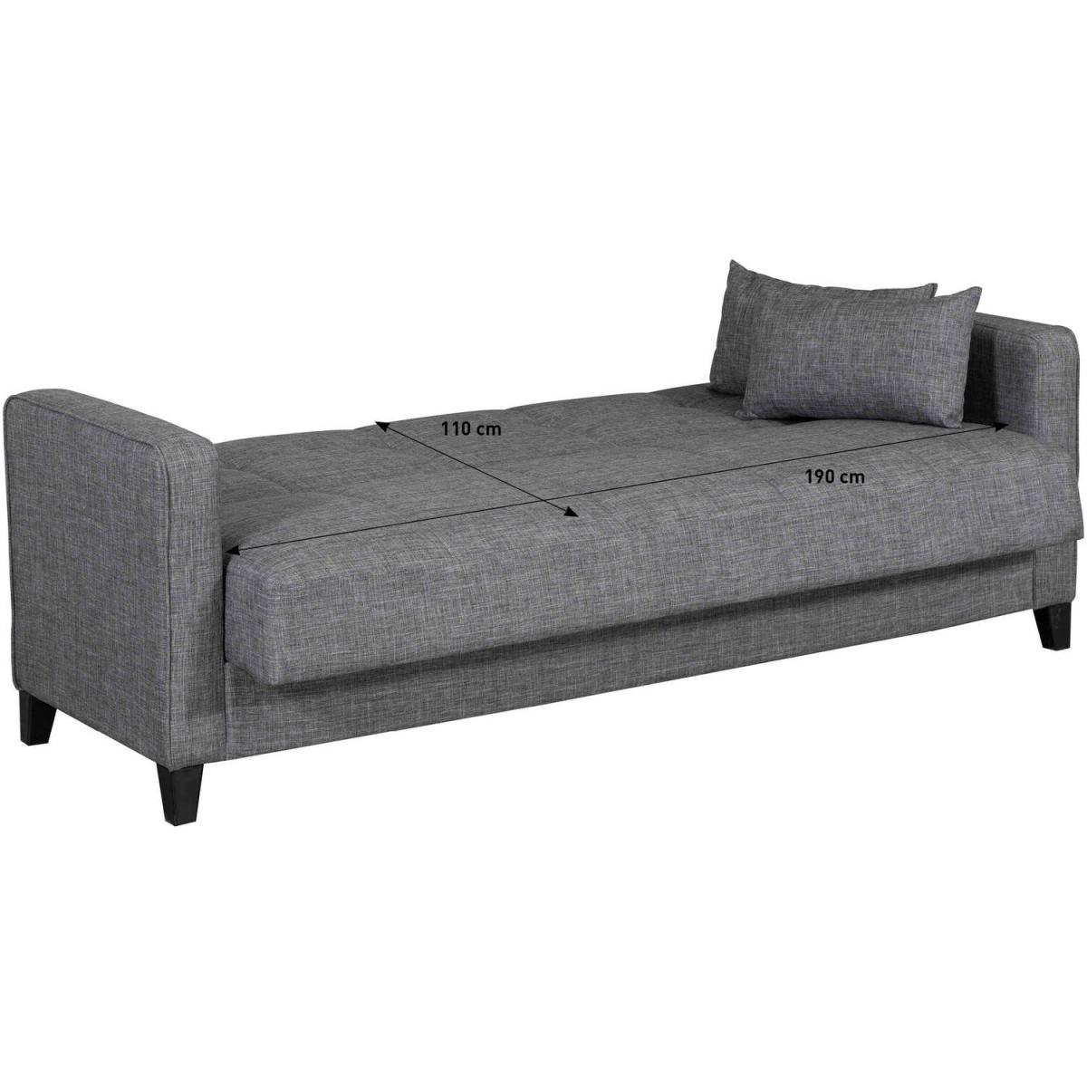 Kanz Linen Sofa Bed 3 Seater with Storage - Grey – image 3