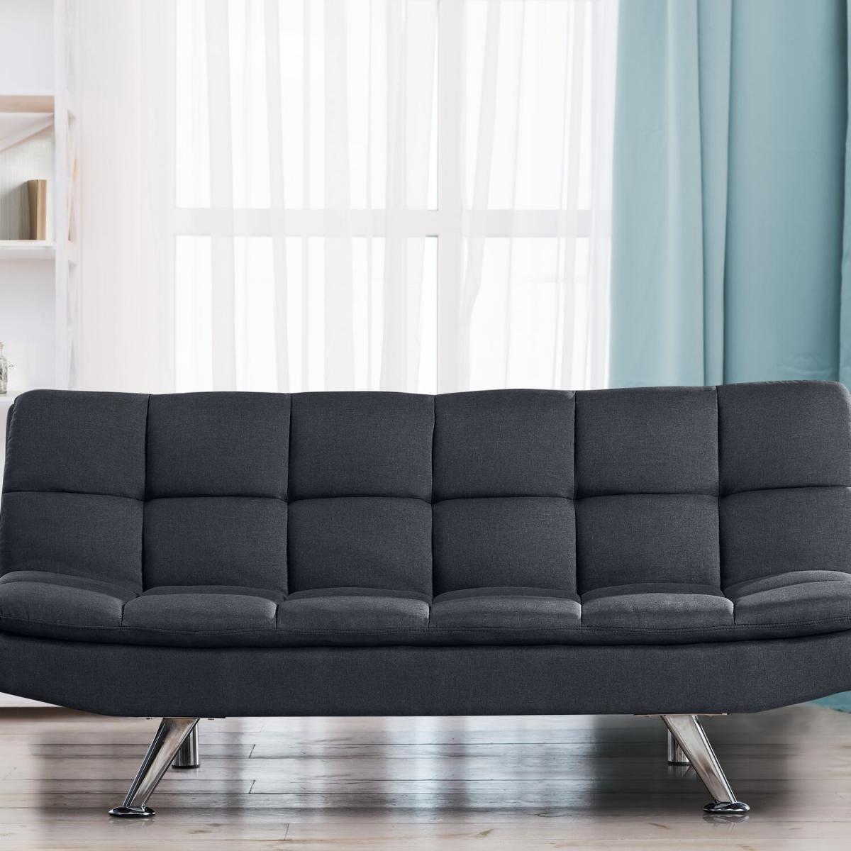 Grey 3 Seater Cube Design Sofa Bed – image 1