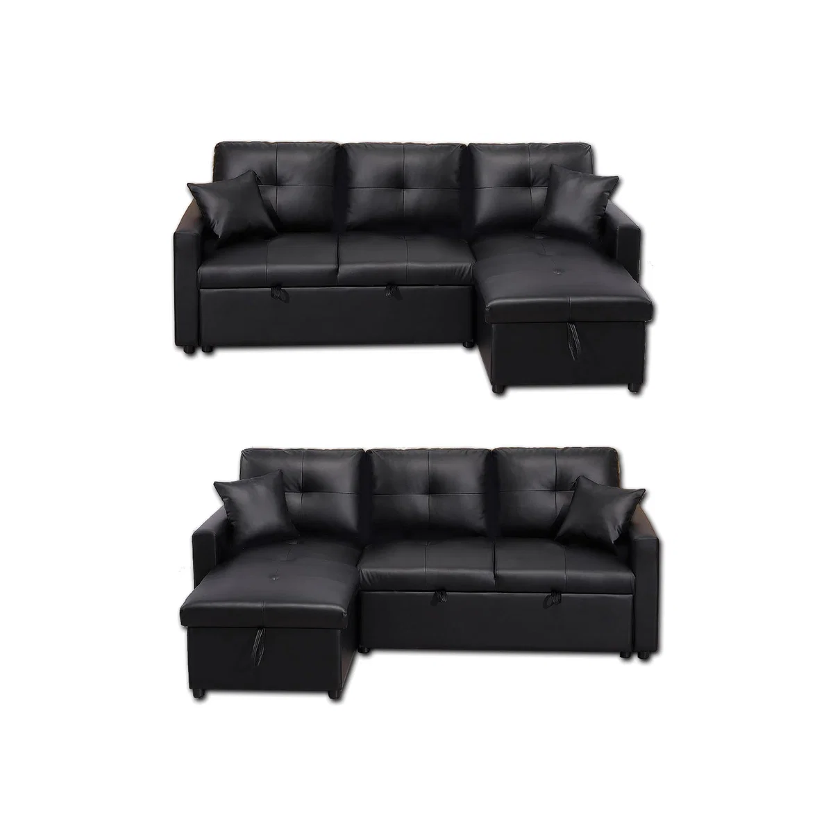 Bayside 3 Seat Pull Out Sofa Bed With Storage Compartment - Black