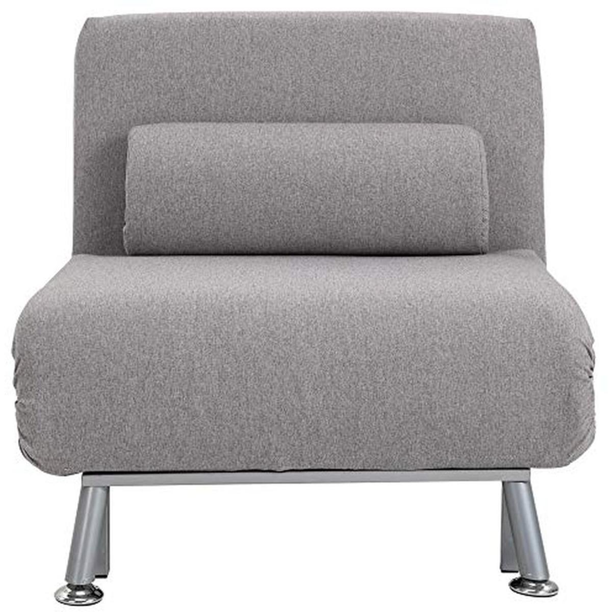 Linen Upholstered Elevated Single Sofa Bed Grey - Grey – image 2