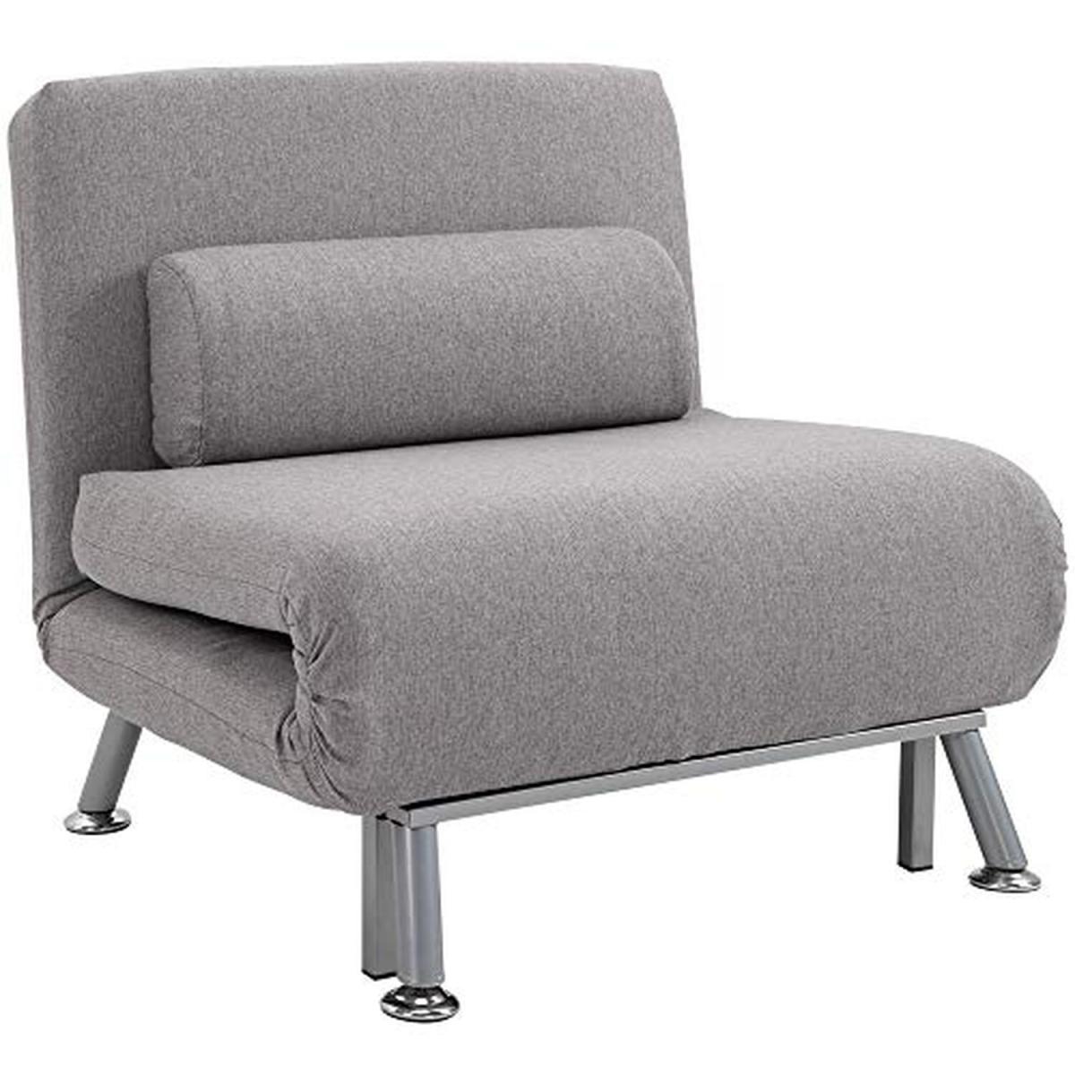 Linen Upholstered Elevated Single Sofa Bed Grey - Grey – image 3