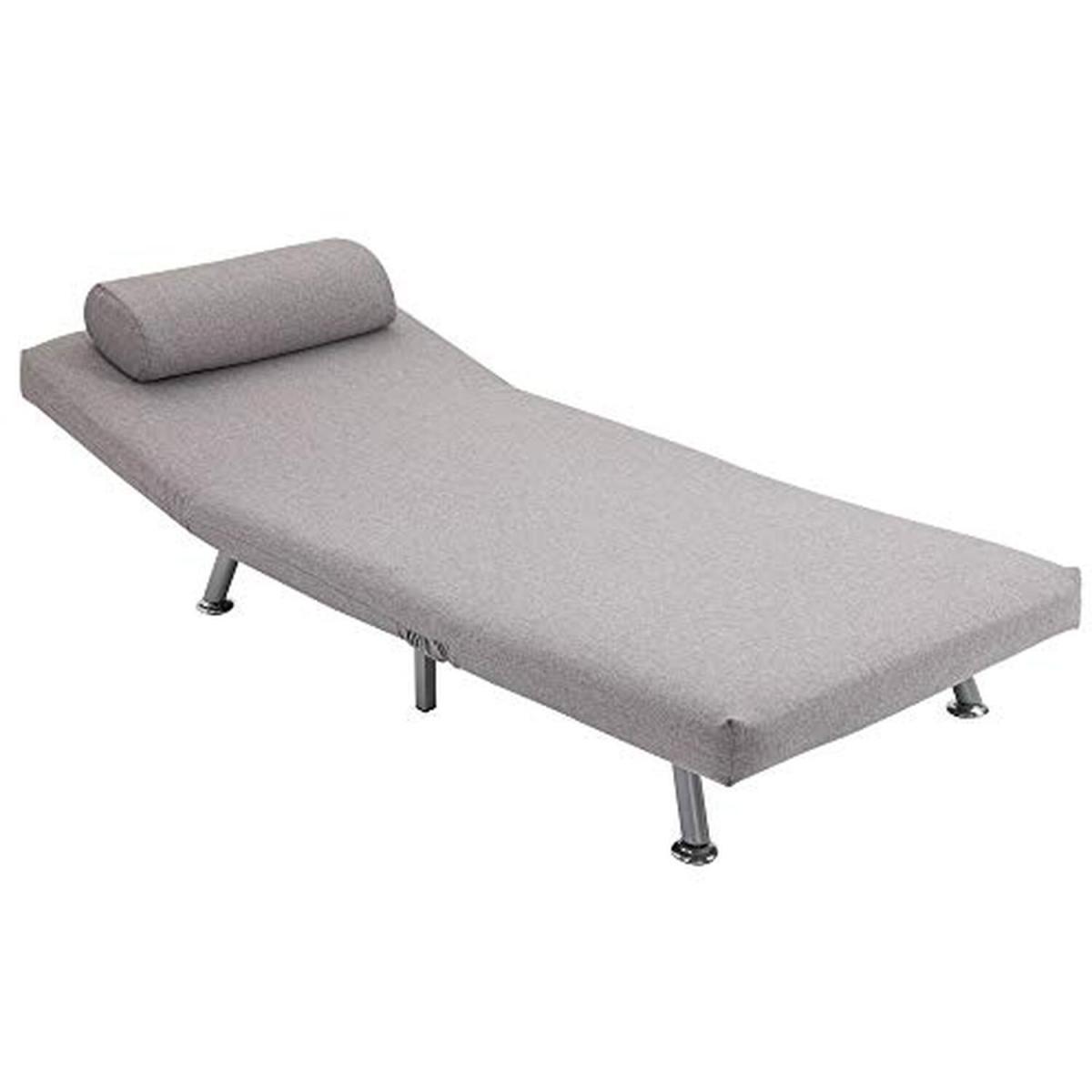 Linen Upholstered Elevated Single Sofa Bed Grey - Grey – image 4