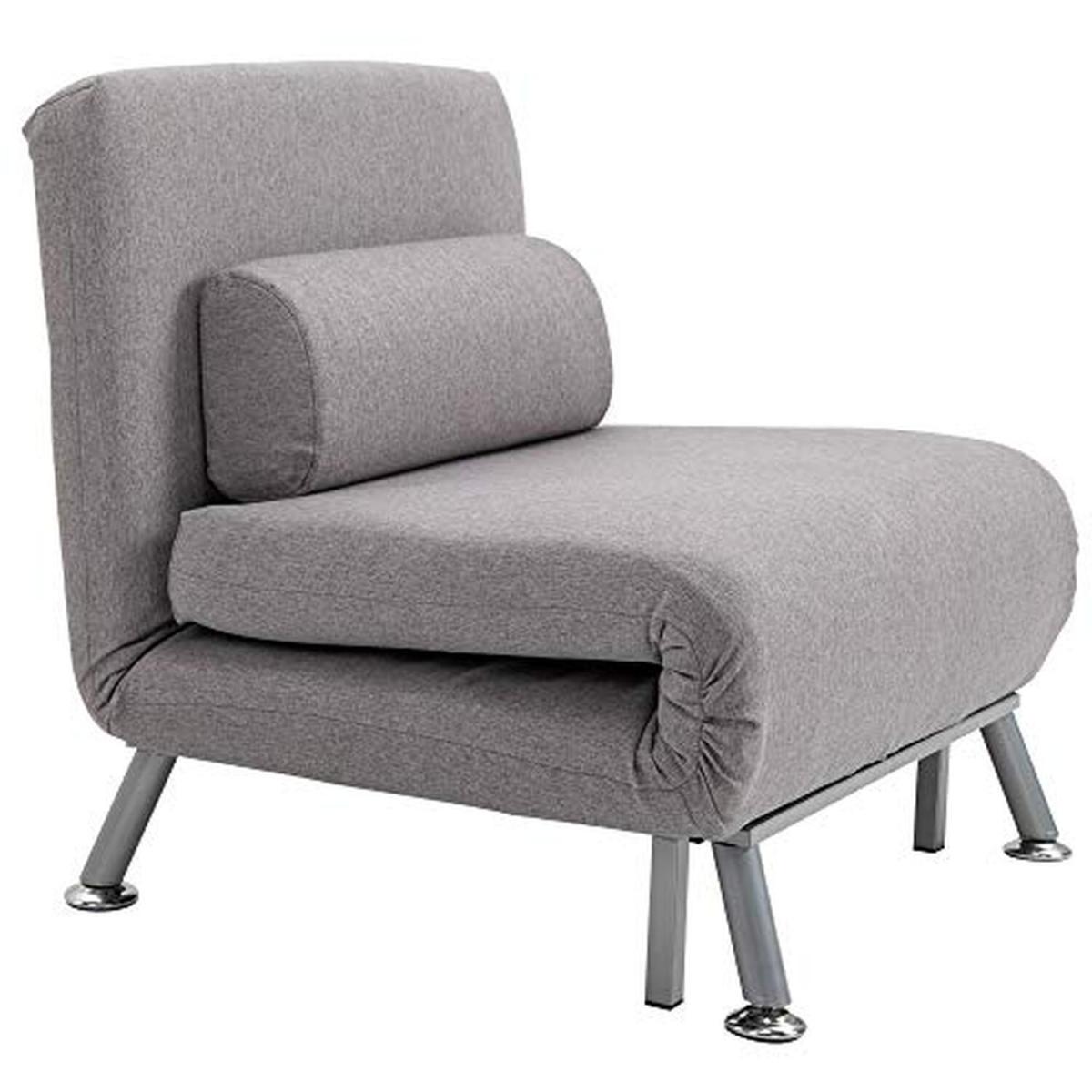 Linen Upholstered Elevated Single Sofa Bed Grey - Grey – image 5