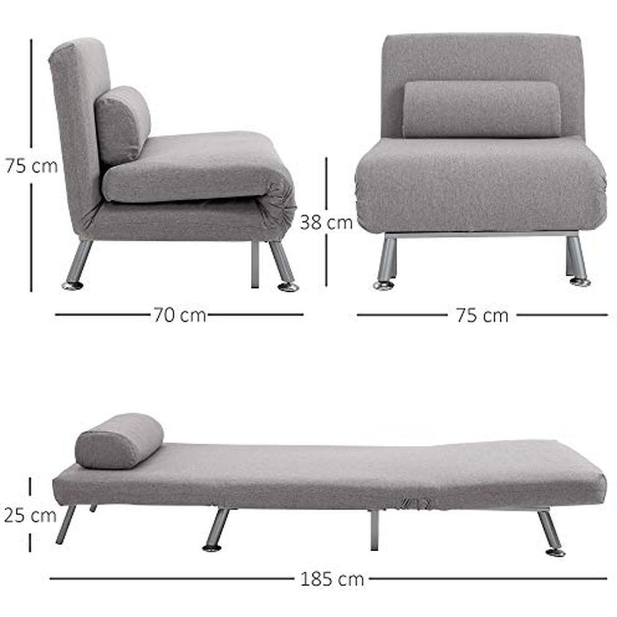 Linen Upholstered Elevated Single Sofa Bed Grey - Grey – image 6