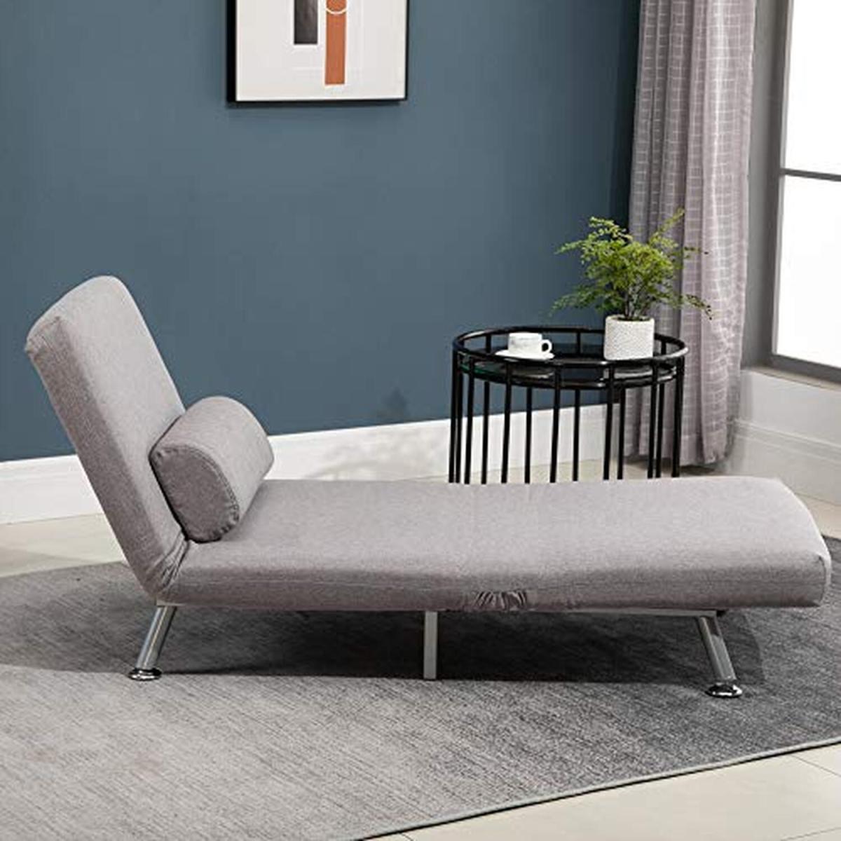 Linen Upholstered Elevated Single Sofa Bed Grey - Grey – image 7