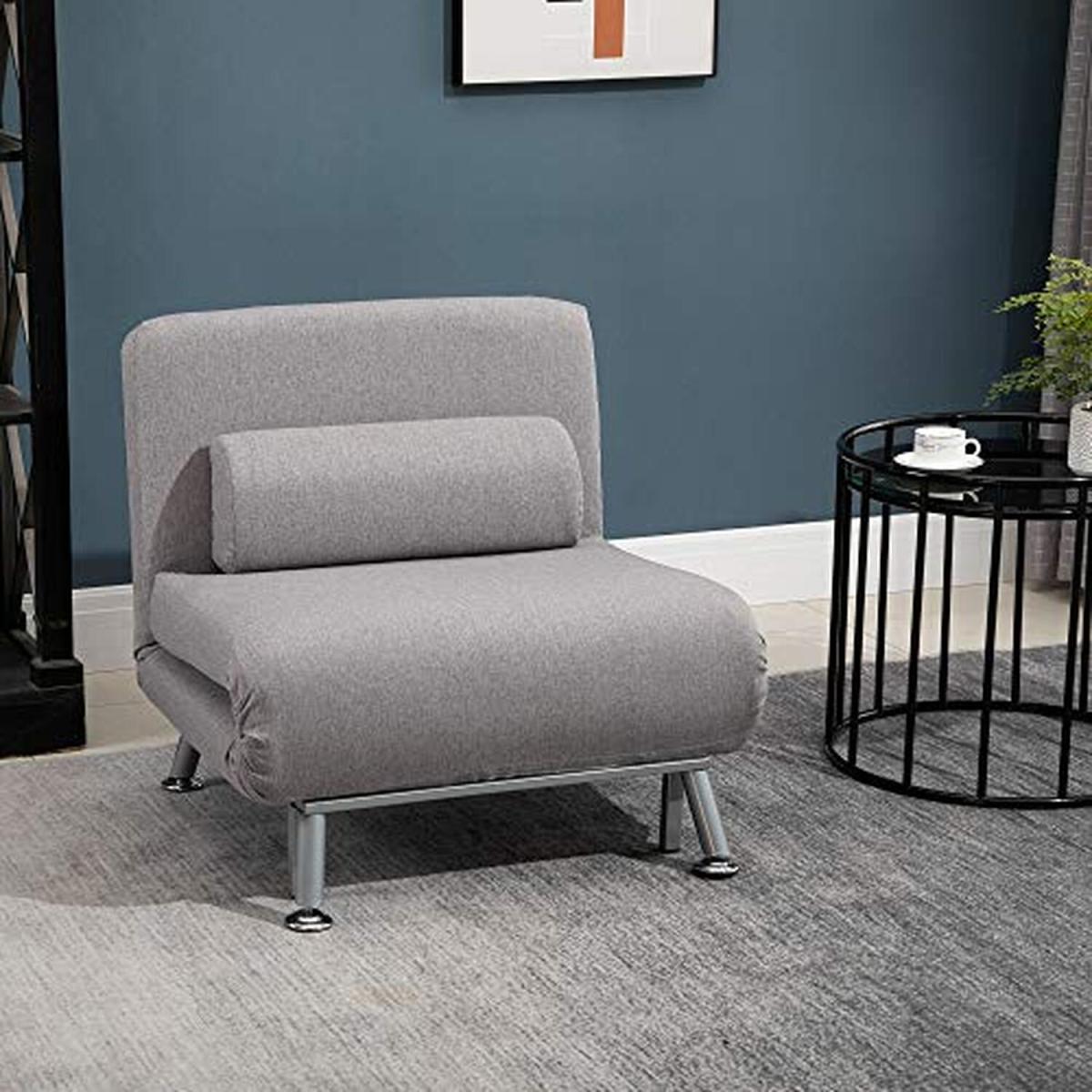 Linen Upholstered Elevated Single Sofa Bed Grey - Grey – image 10