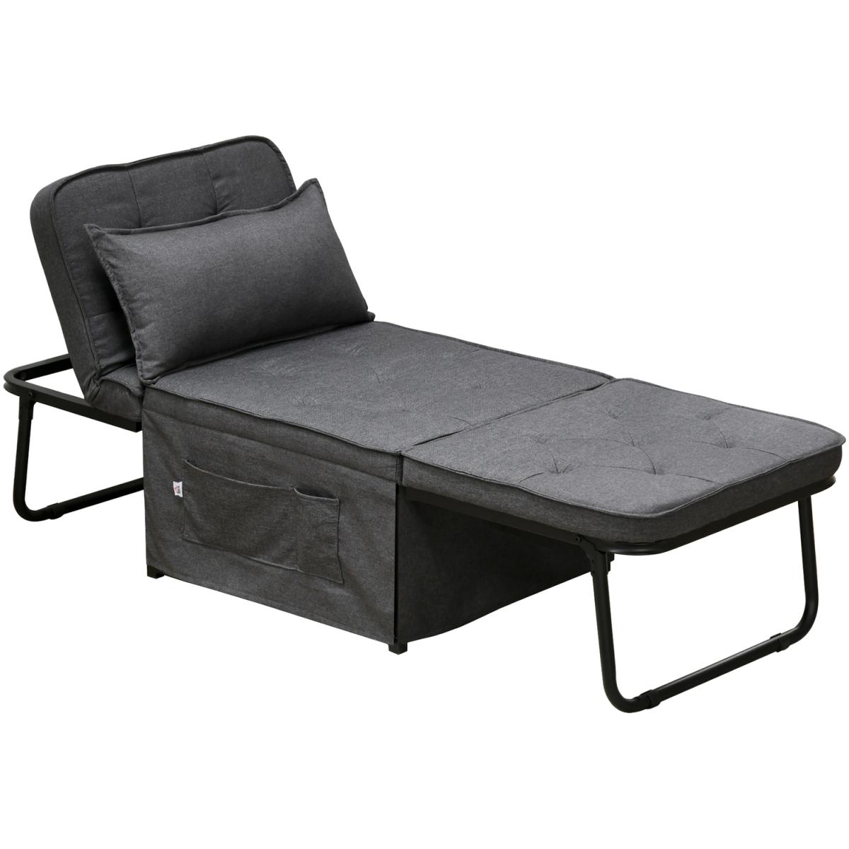 Sleeper Sofa Bed Folding Chair Bed with Adjustable Backrest, Pillow - Charcoal grey – image 6