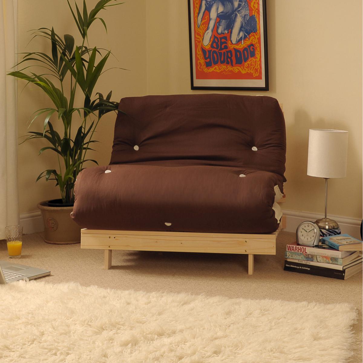 Chocolate and Cream 2ft6 Luxury Futon Sofa Bed – image 3