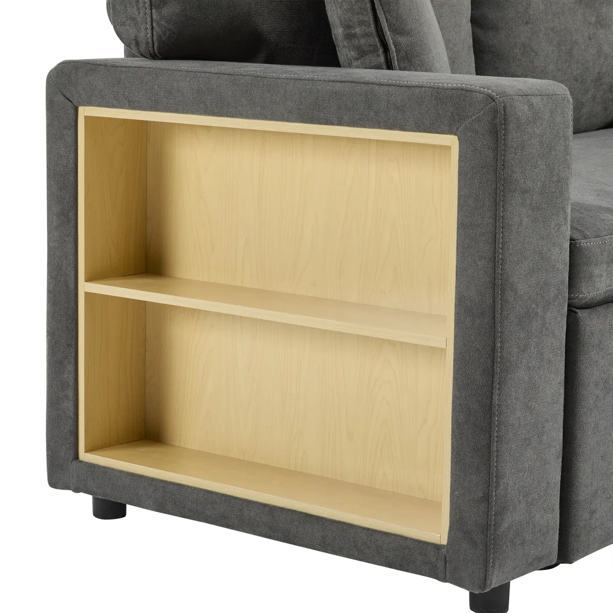 3 Seater L-Shaped Corner Sofa Bed with Pull-Out Section, Dark Grey - Dark Grey – image 6