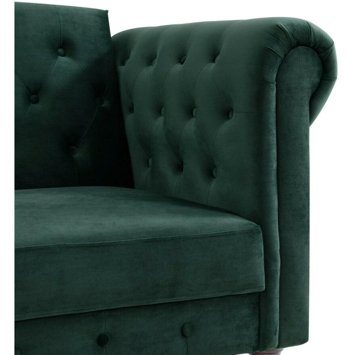 Branagh Velvet Sofa Bed 3 Seater Chesterfield Style - Green – image 2