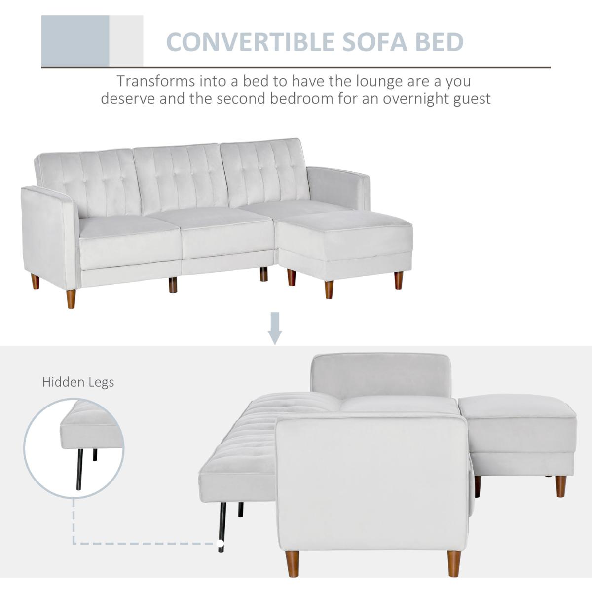 Modern Sofa Bed Reversible Sofa Set - Light grey – image 2