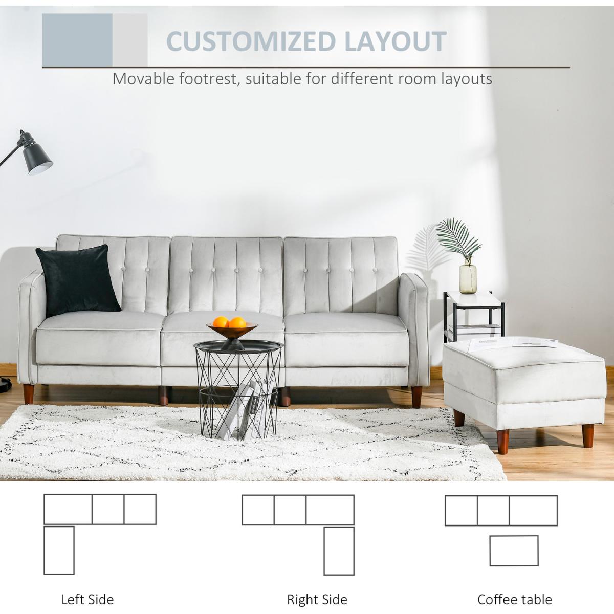 Modern Sofa Bed Reversible Sofa Set - Light grey – image 3