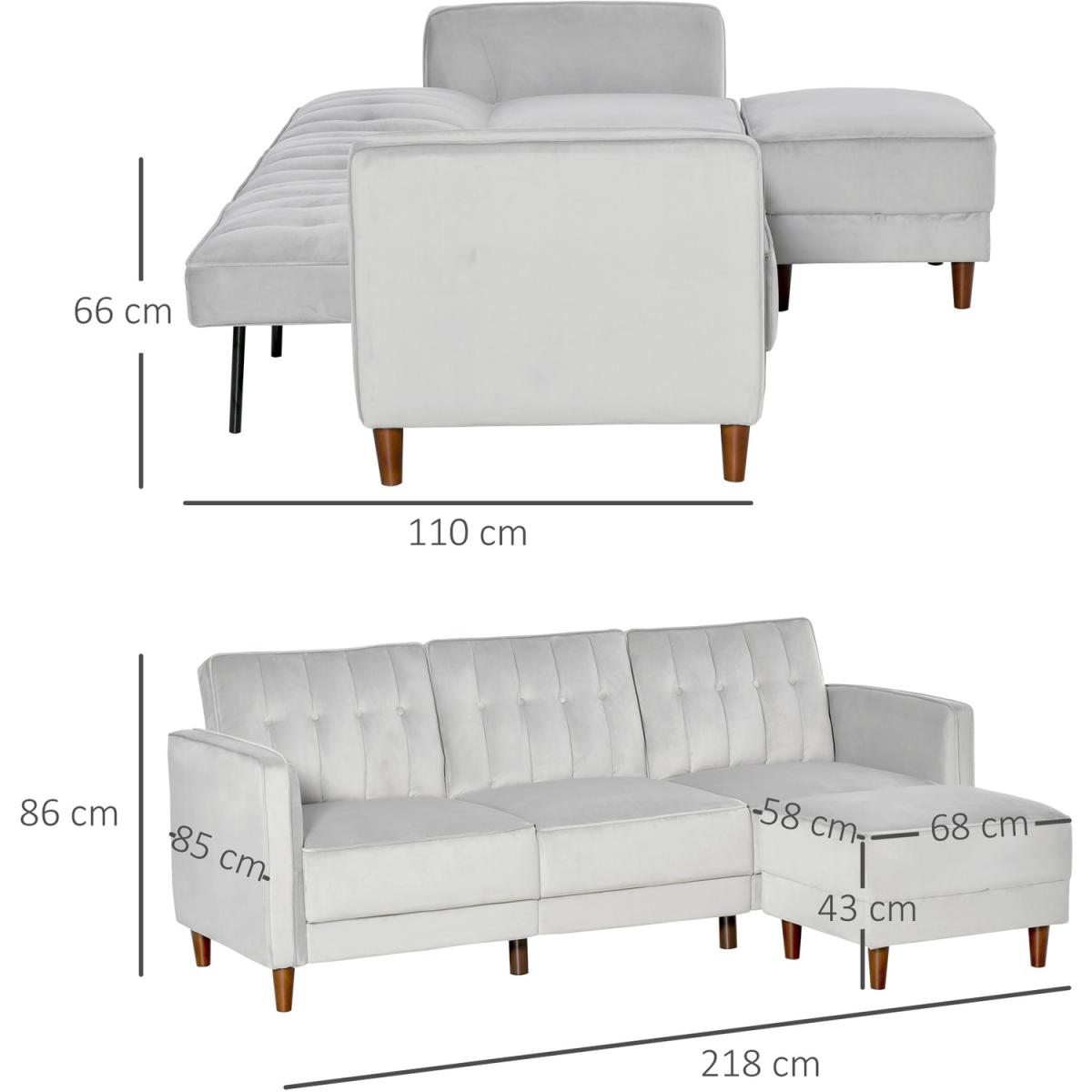 Modern Sofa Bed Reversible Sofa Set - Light grey – image 8