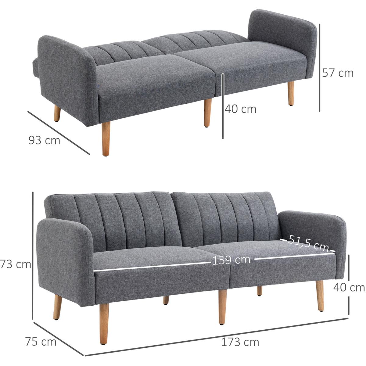 Two Seater Sofa Bed - Grey – image 3
