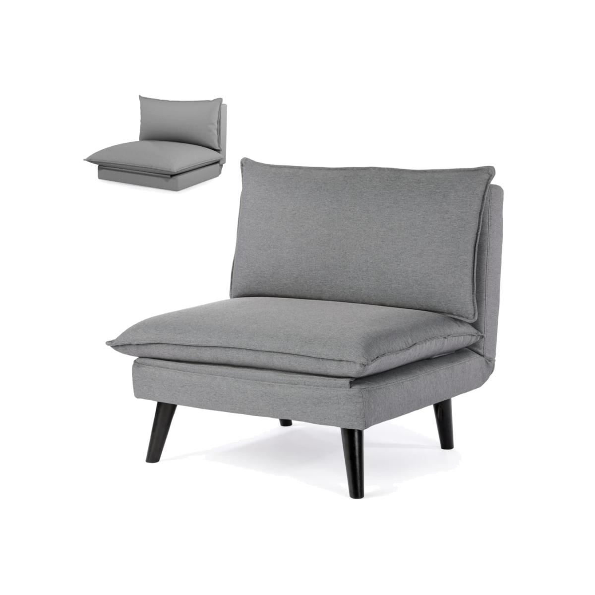 Adjustable Convertible Grey Fabric Chair Bed - Grey