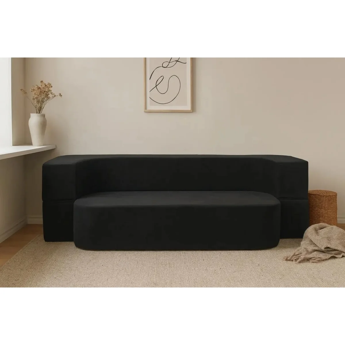 Elstead Black 2 Seater Convertible Sofa Bed - Black – image 6
