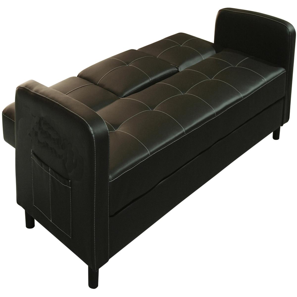 Tokyo 3 Seater Sofa Bed Faux Leather - Black – image 2