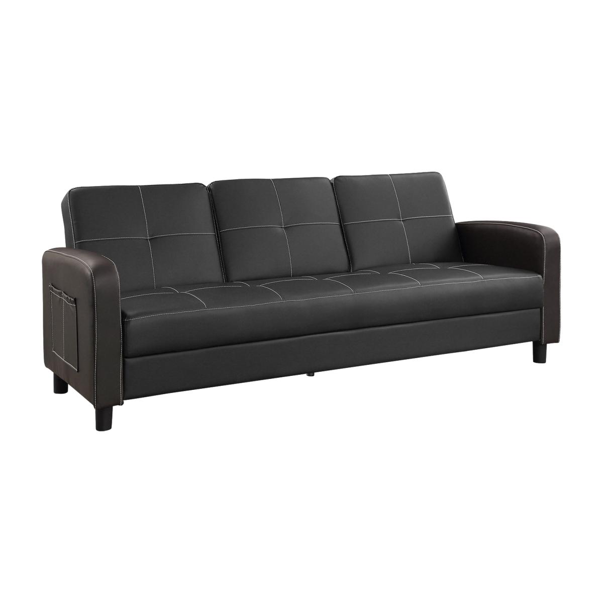 Tokyo 3 Seater Sofa Bed Faux Leather - Black – image 1