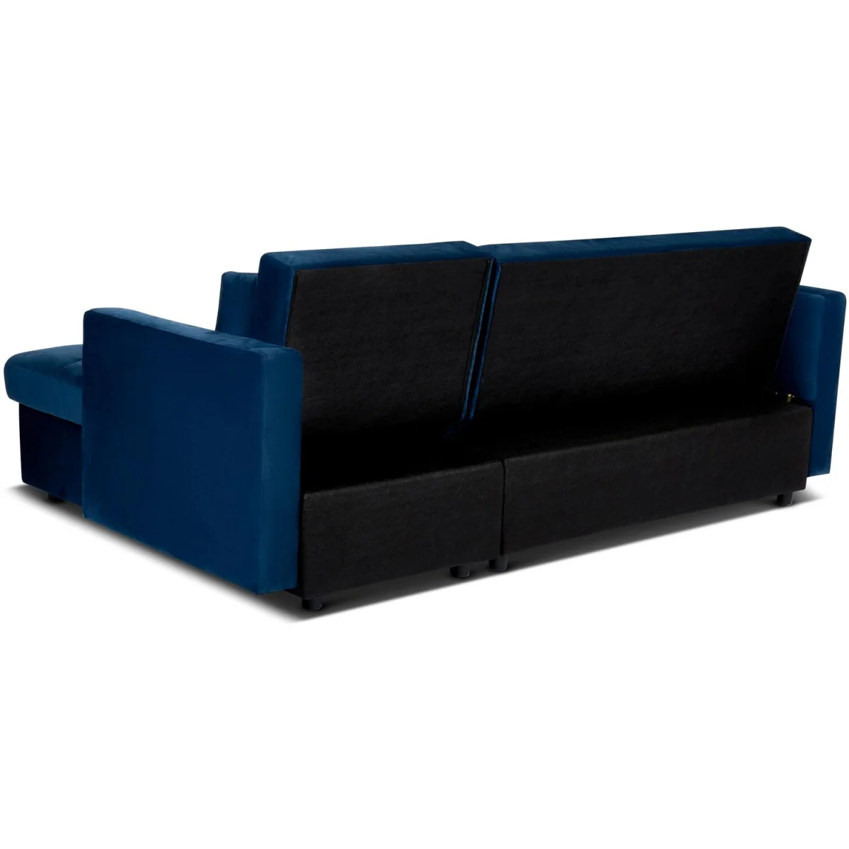 Milo Velvet Corner Sofa Bed with Storage - Blue – image 3