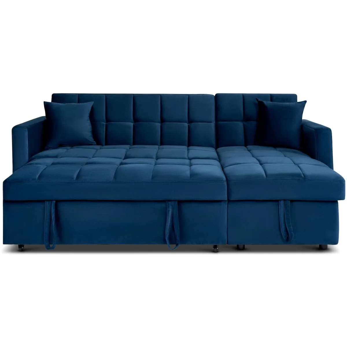 Milo Velvet Corner Sofa Bed with Storage - Blue – image 5