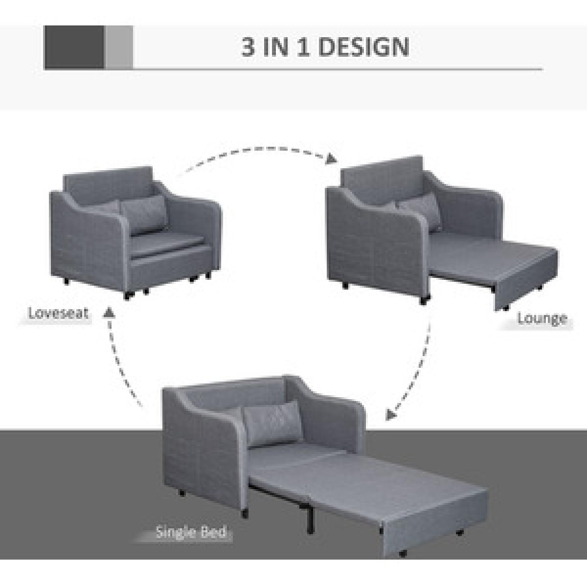 Convertible Sleeper Sofa Bed with Armrest - Grey – image 11