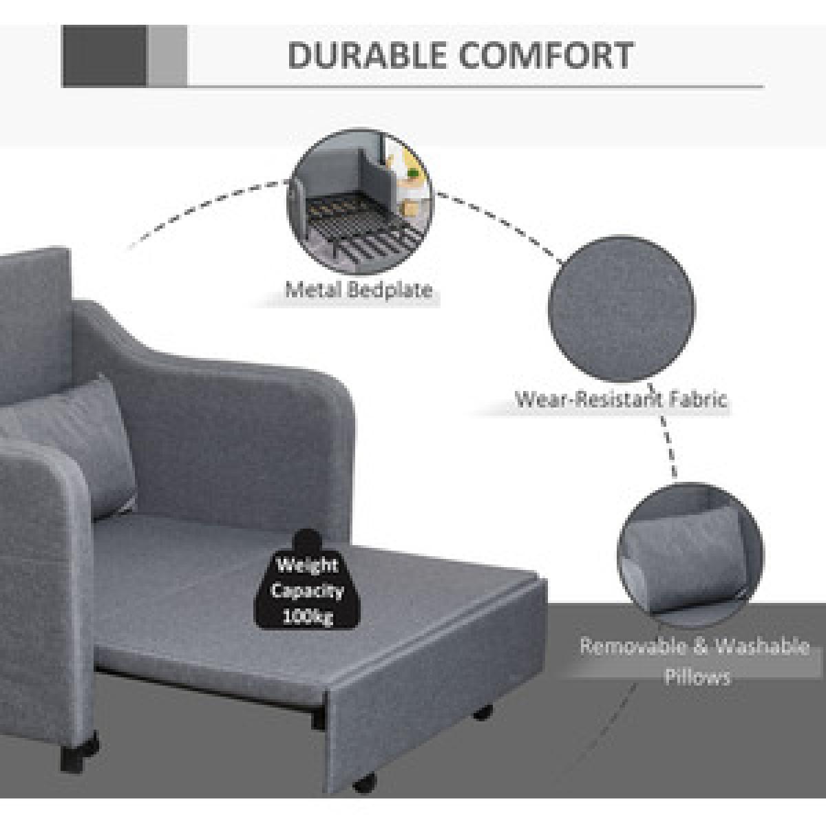Convertible Sleeper Sofa Bed with Armrest - Grey – image 12