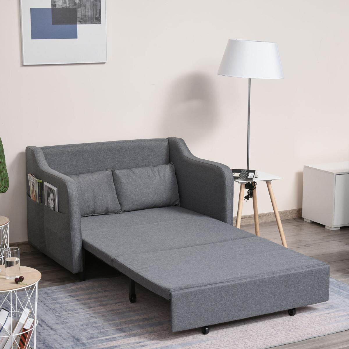 Convertible Sleeper Sofa Bed with Armrest - Grey – image 3