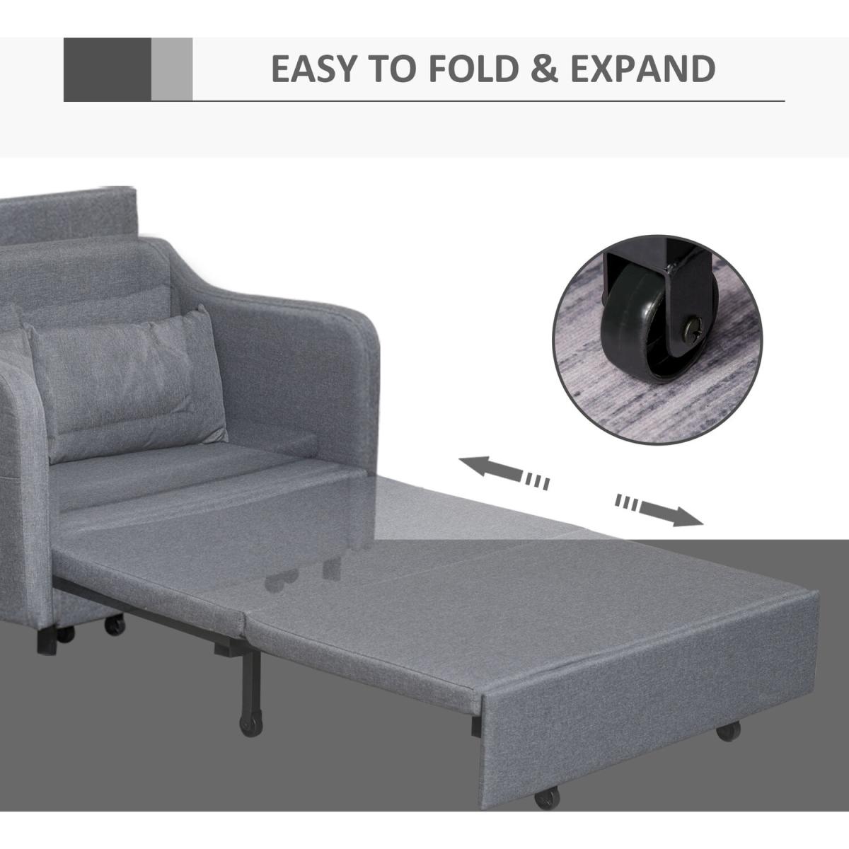 Convertible Sleeper Sofa Bed with Armrest - Grey – image 6