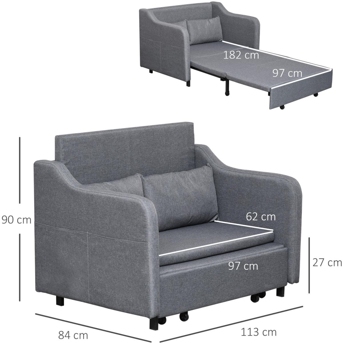 Convertible Sleeper Sofa Bed with Armrest - Grey – image 8