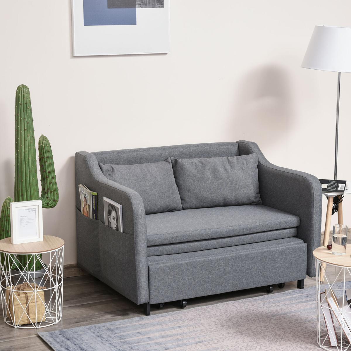 Convertible Sleeper Sofa Bed with Armrest - Grey – image 9
