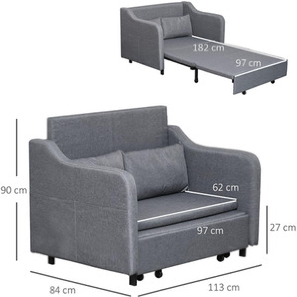 Convertible Sleeper Sofa Bed with Armrest - Grey – image 10