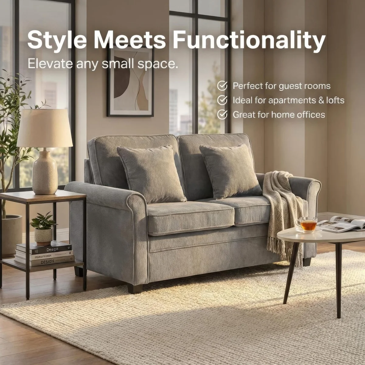 Ramy Corduroy Sofa Bed - Grey – image 2