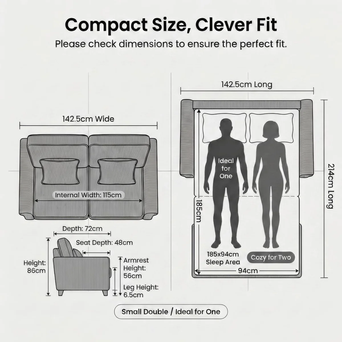 Ramy Corduroy Sofa Bed - Grey – image 8