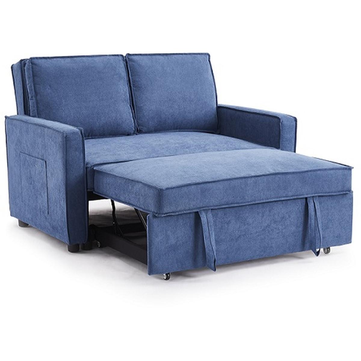 Canterbury 2 Seater Pull Out Sofa Bed Fabric - Blue Fabric – image 3