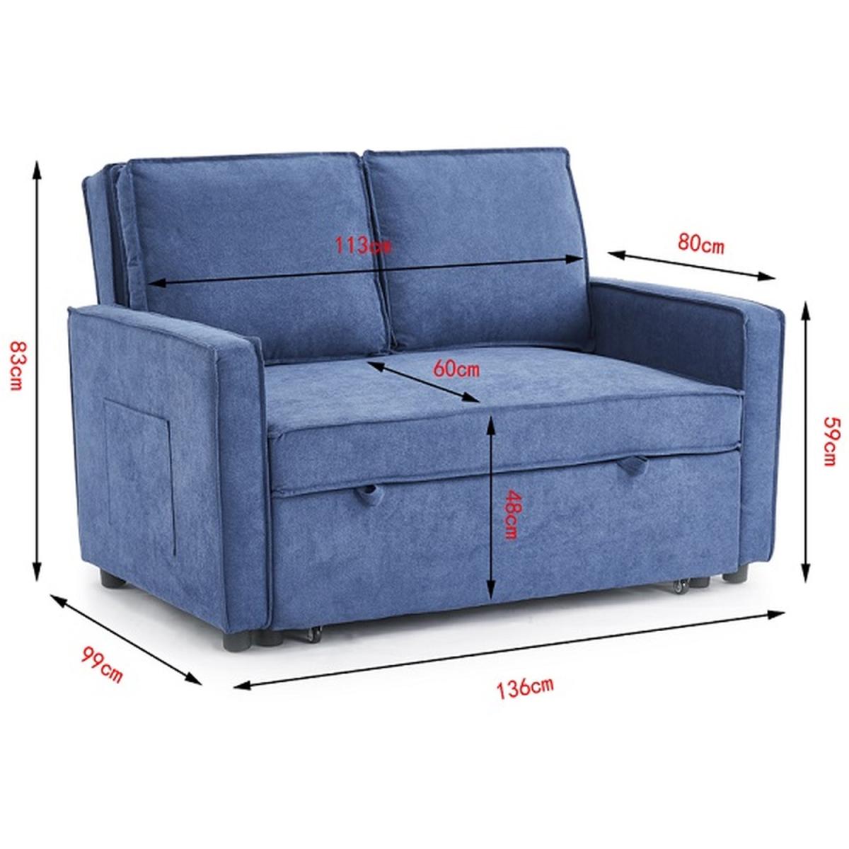 Canterbury 2 Seater Pull Out Sofa Bed Fabric - Blue Fabric – image 5
