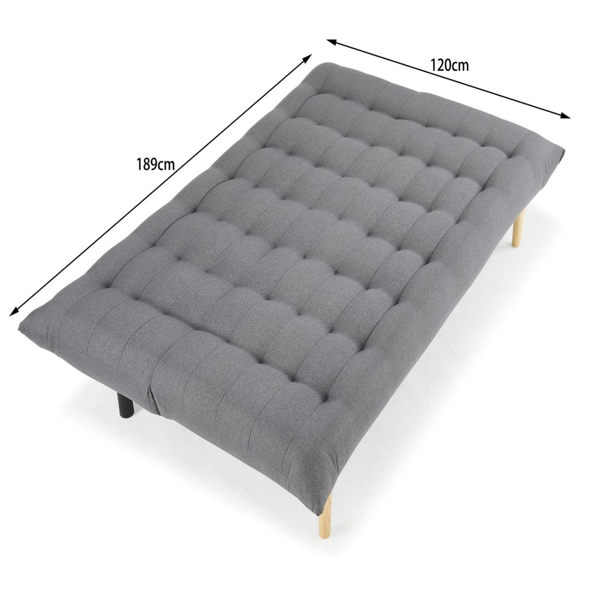 Charlie 3 Seater Sofa Bed Fabric Pillow Topper Tufted Backrest Wooden Leg - Grey – image 2