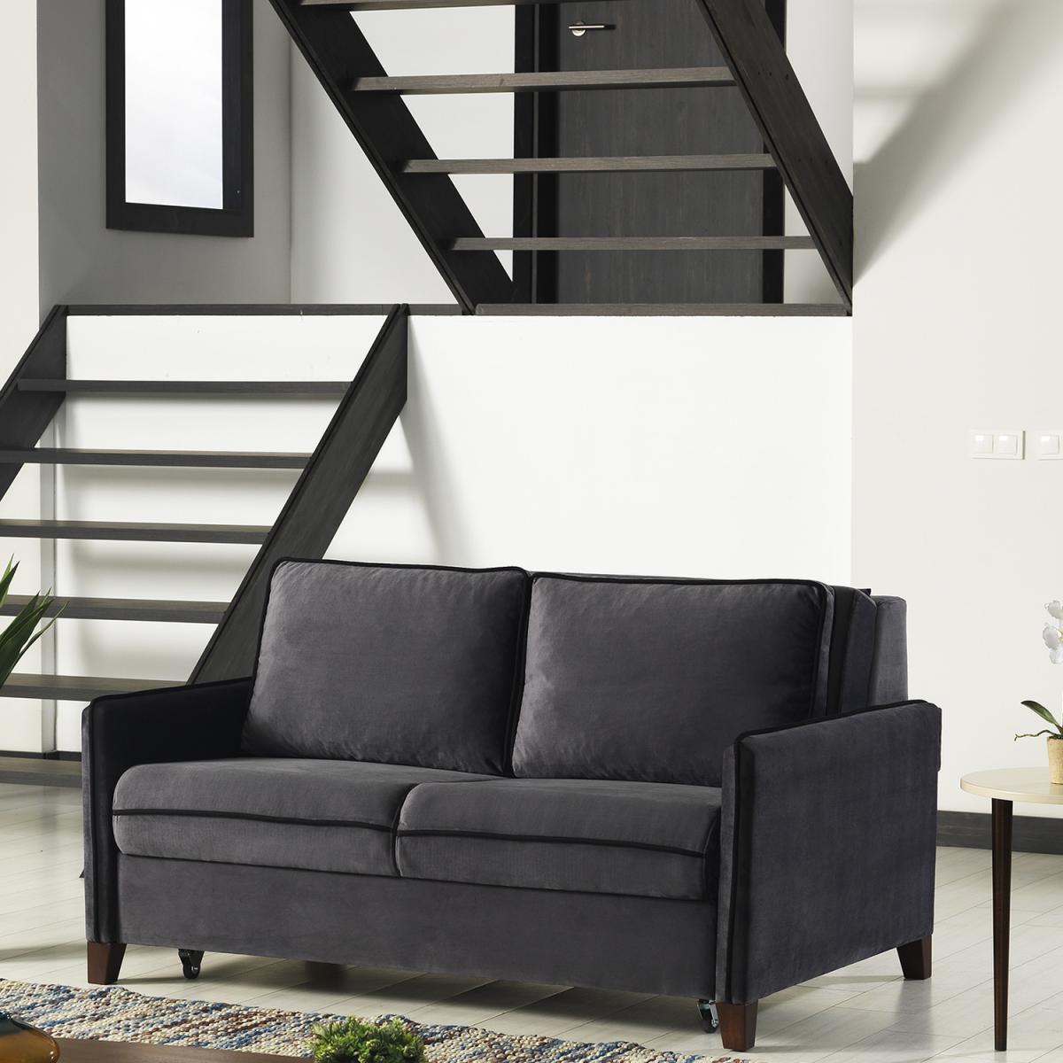 Alcona Velvet Sofa Pull Out Bed - Grey – image 2