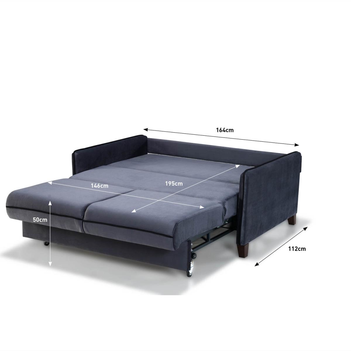 Alcona Velvet Sofa Pull Out Bed - Grey – image 3