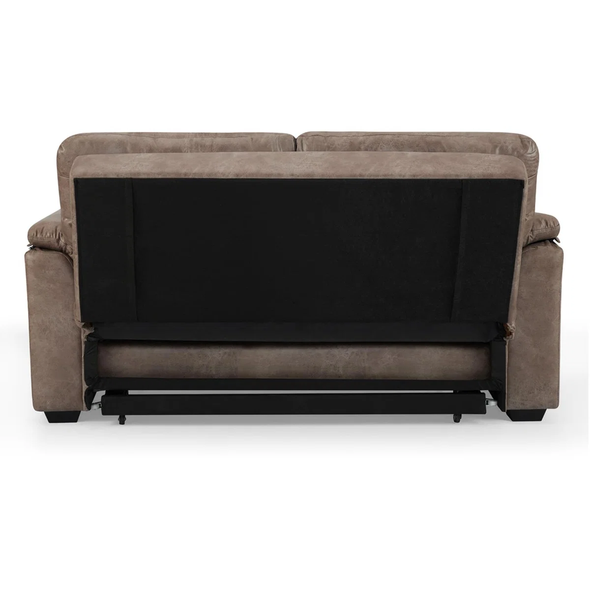 Harley 2 Seater Faux Leather Pull Out Sofa Bed - Brown Faux Leather – image 3
