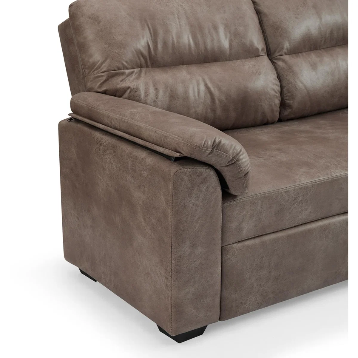 Harley 2 Seater Faux Leather Pull Out Sofa Bed - Brown Faux Leather – image 4