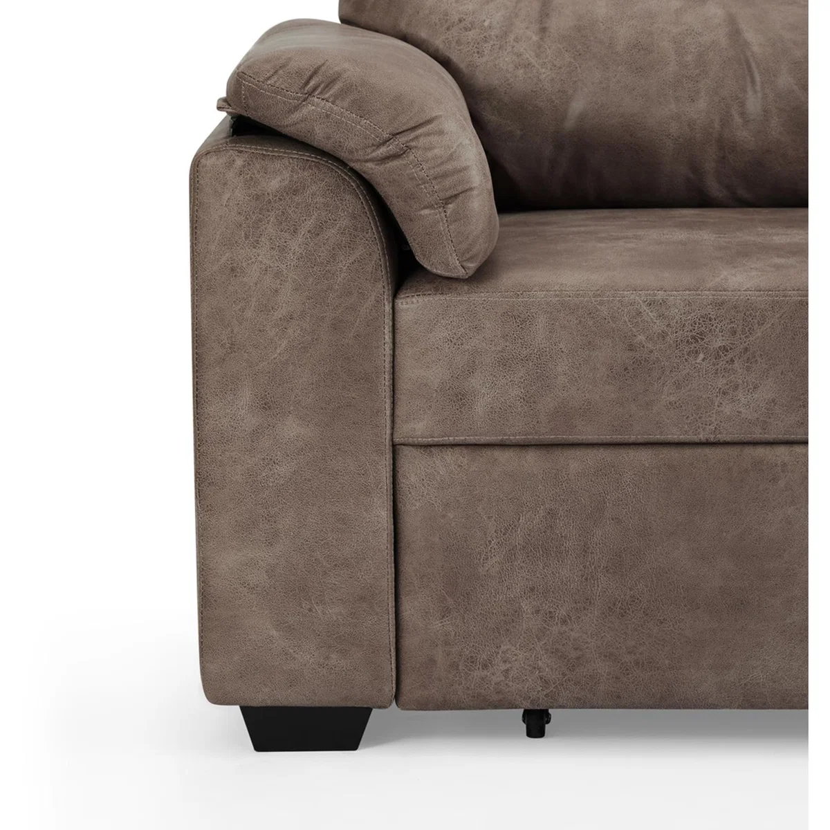 Harley 2 Seater Faux Leather Pull Out Sofa Bed - Brown Faux Leather – image 5
